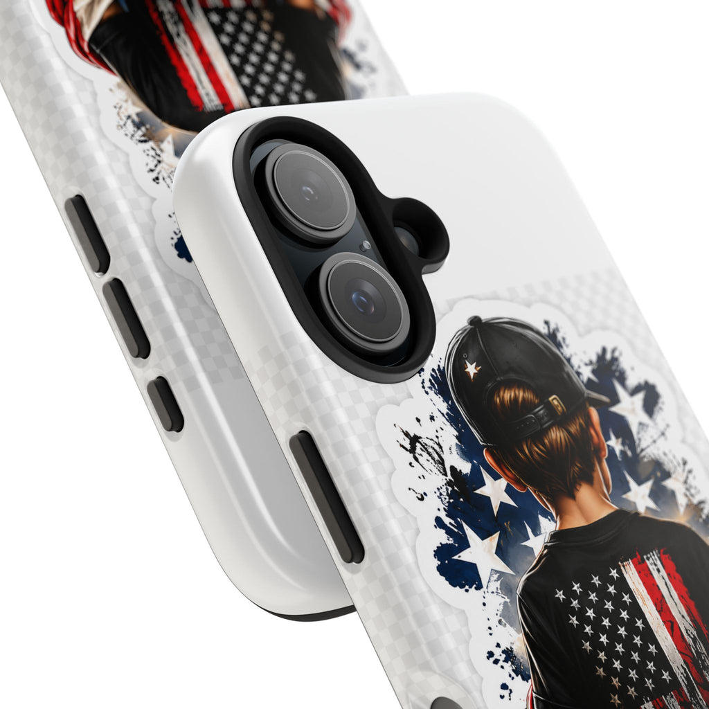 Young Patriot Tough Phone Case — American Flag Kid Design