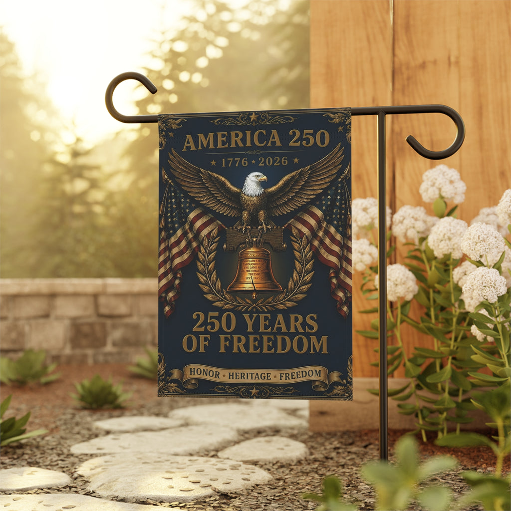America 250 Garden Flag – 1776–2026 Liberty Eagle & Bell Patriotic Banner