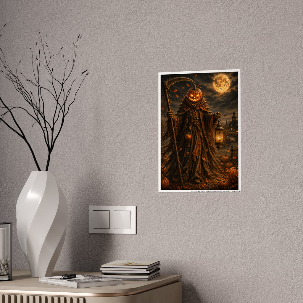 Pumpkin Reaper Gloss Poster — Spooky Halloween Wall Art