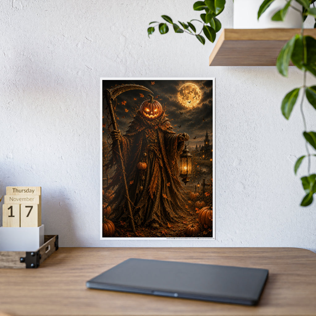 Pumpkin Reaper Gloss Poster — Spooky Halloween Wall Art