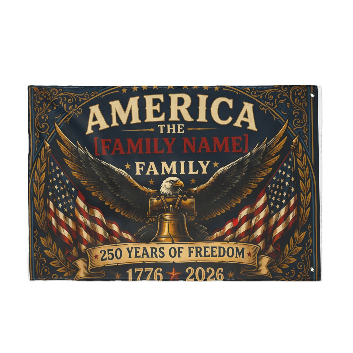 Heritage Crest Flag — 250 Years of Freedom Double-Sided Patriotic Flag (1776–2026)