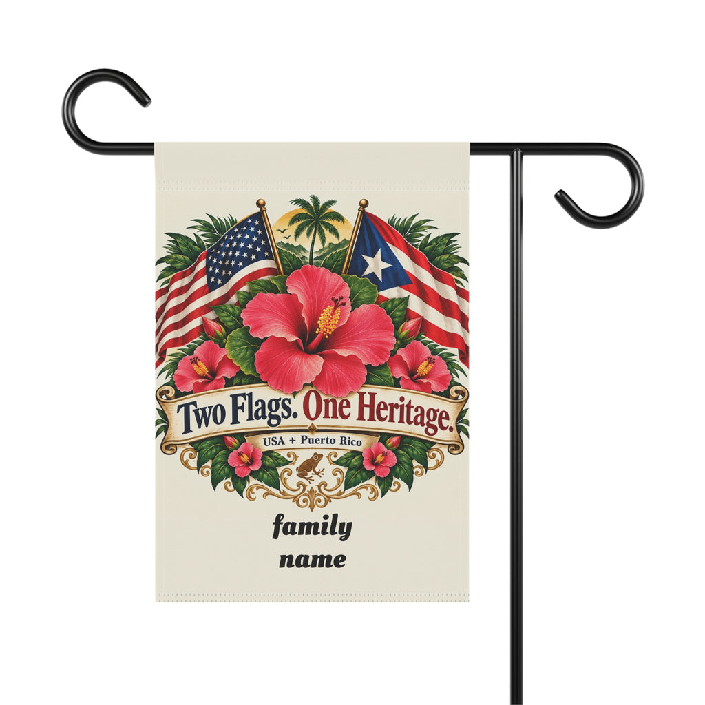 Two Flags One Heritage USA Puerto Rico Garden Banner