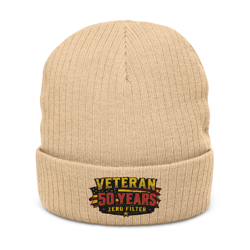 Veteran 50 Years Zero Killer Embroidered Beanie Flag