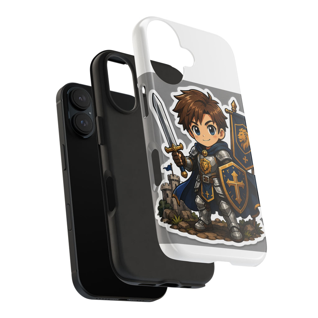 Chibi Knight Tough Phone Case – Cute Armor Sword Shield Design