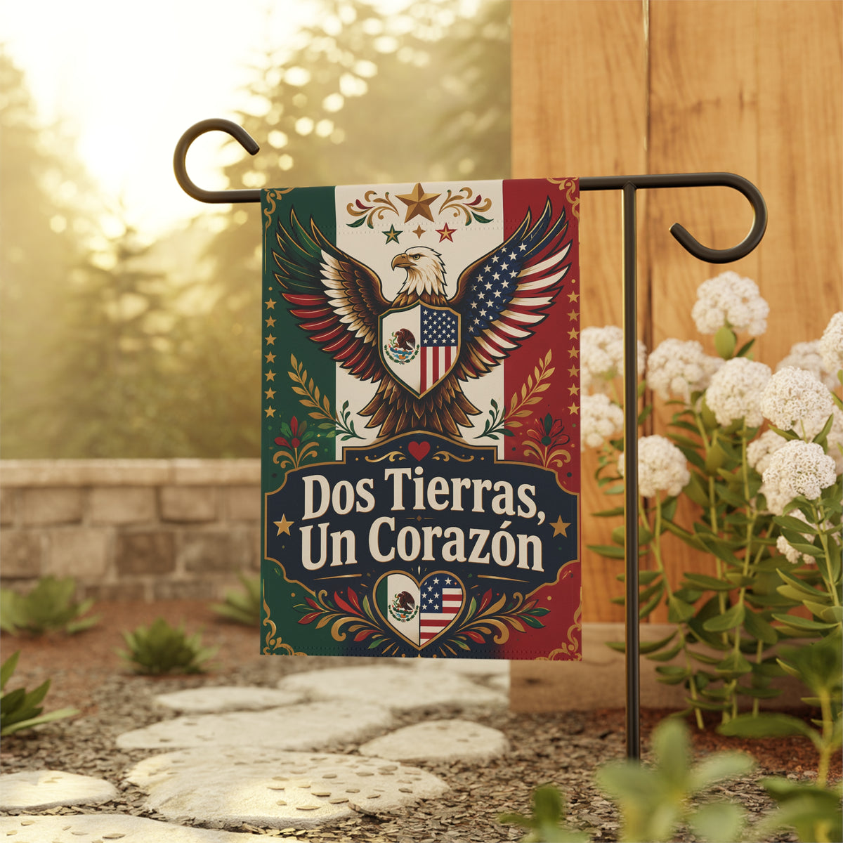 Dos Tierras, Un Corazón | Eagle Garden Flag