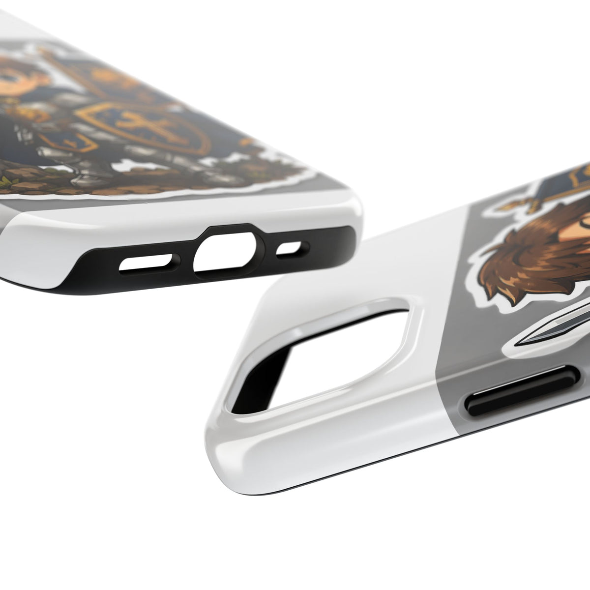 Chibi Knight Tough Phone Case – Cute Armor Sword Shield Design