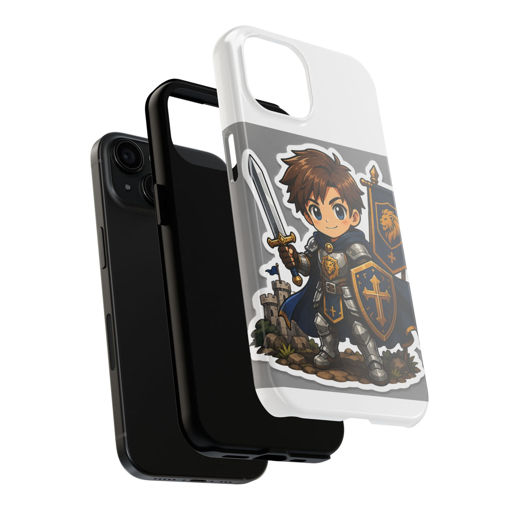 Chibi Knight Tough Phone Case – Cute Armor Sword Shield Design
