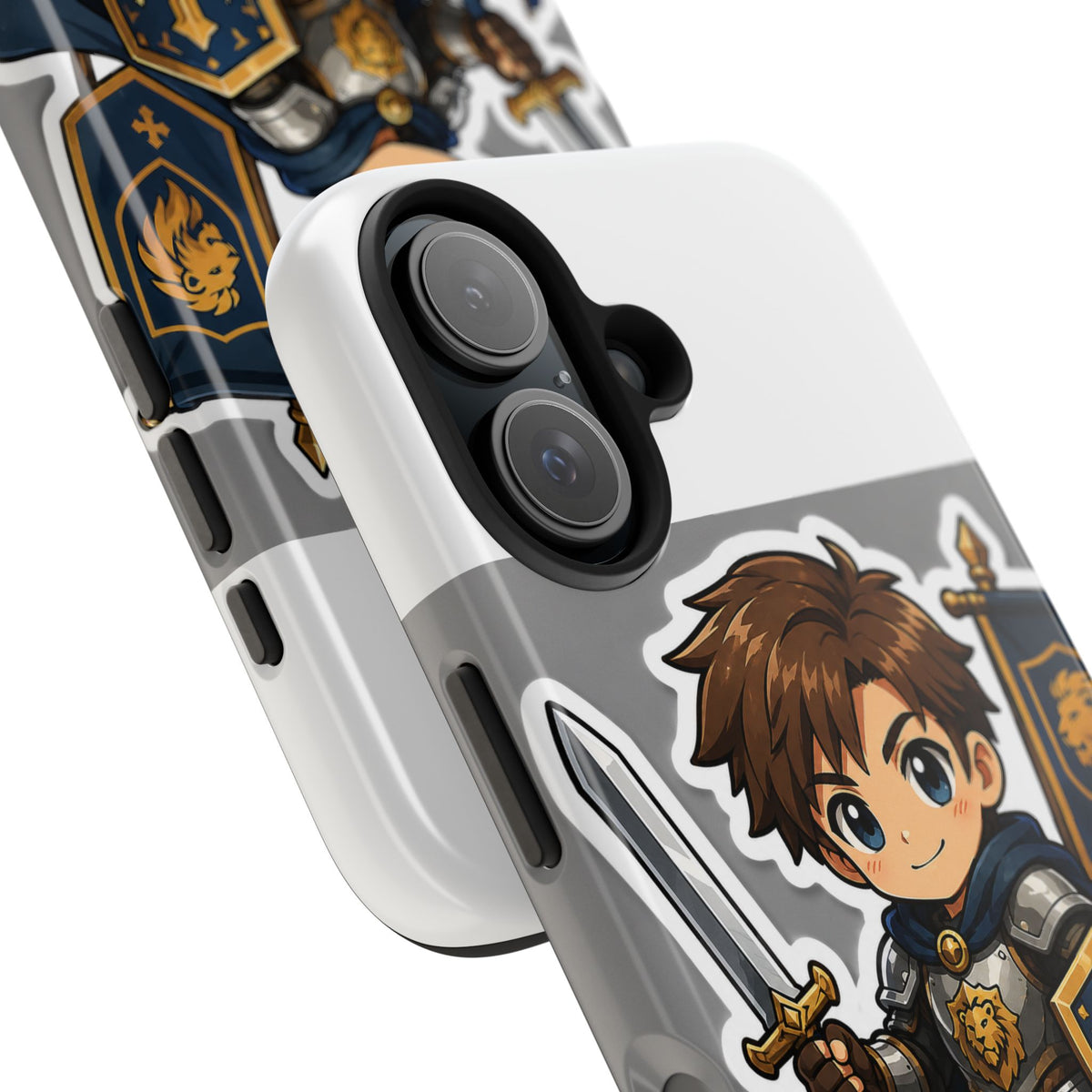 Chibi Knight Tough Phone Case – Cute Armor Sword Shield Design