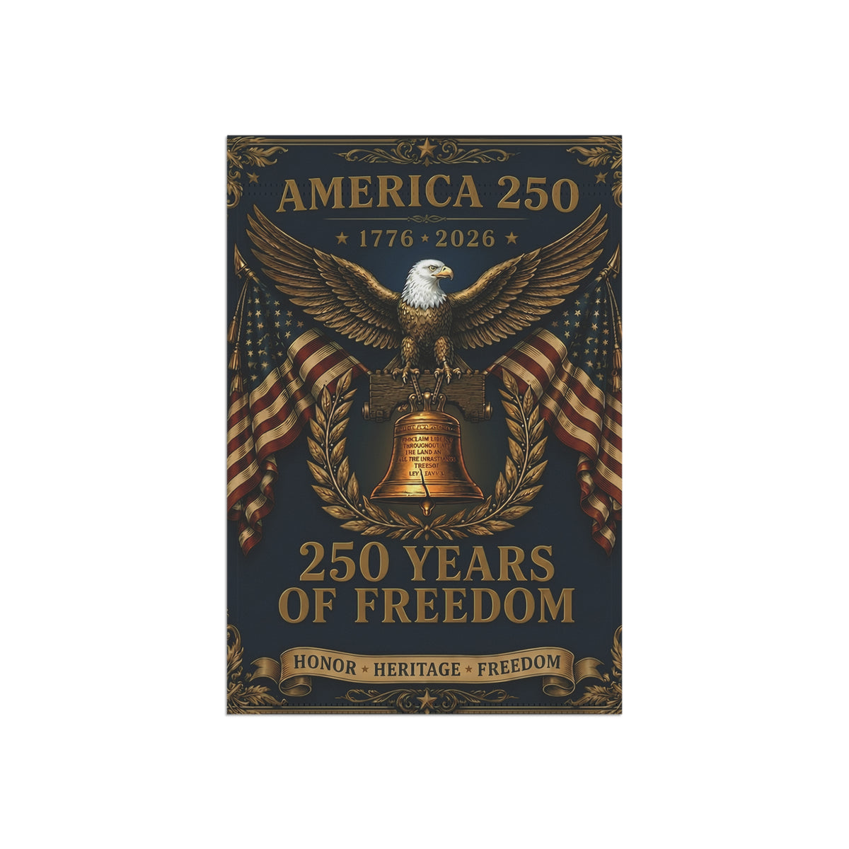 America 250 Garden Flag – 1776–2026 Liberty Eagle & Bell Patriotic Banner
