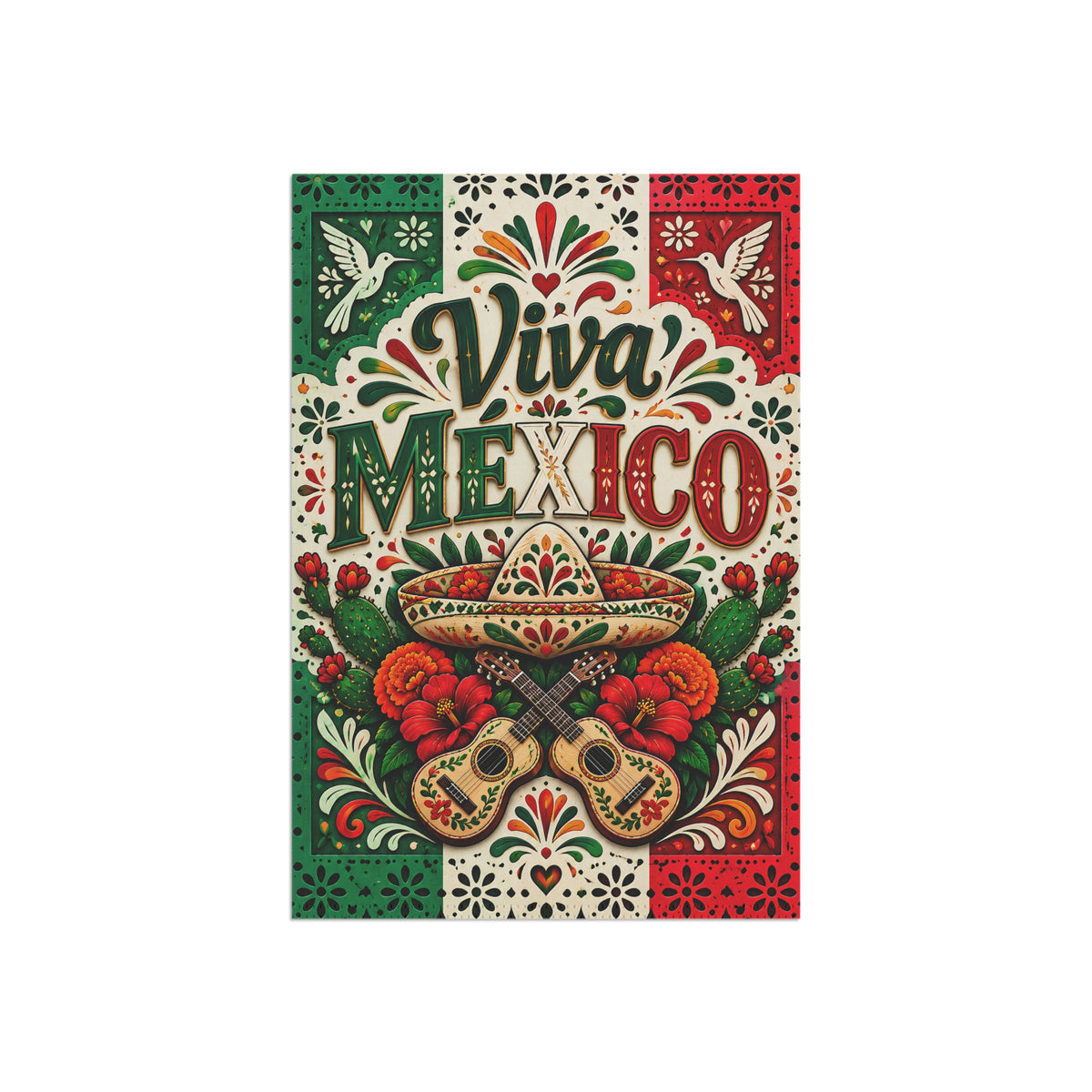 Viva Mexico Garden Flag – Mexican Fiesta Decorative House Banner