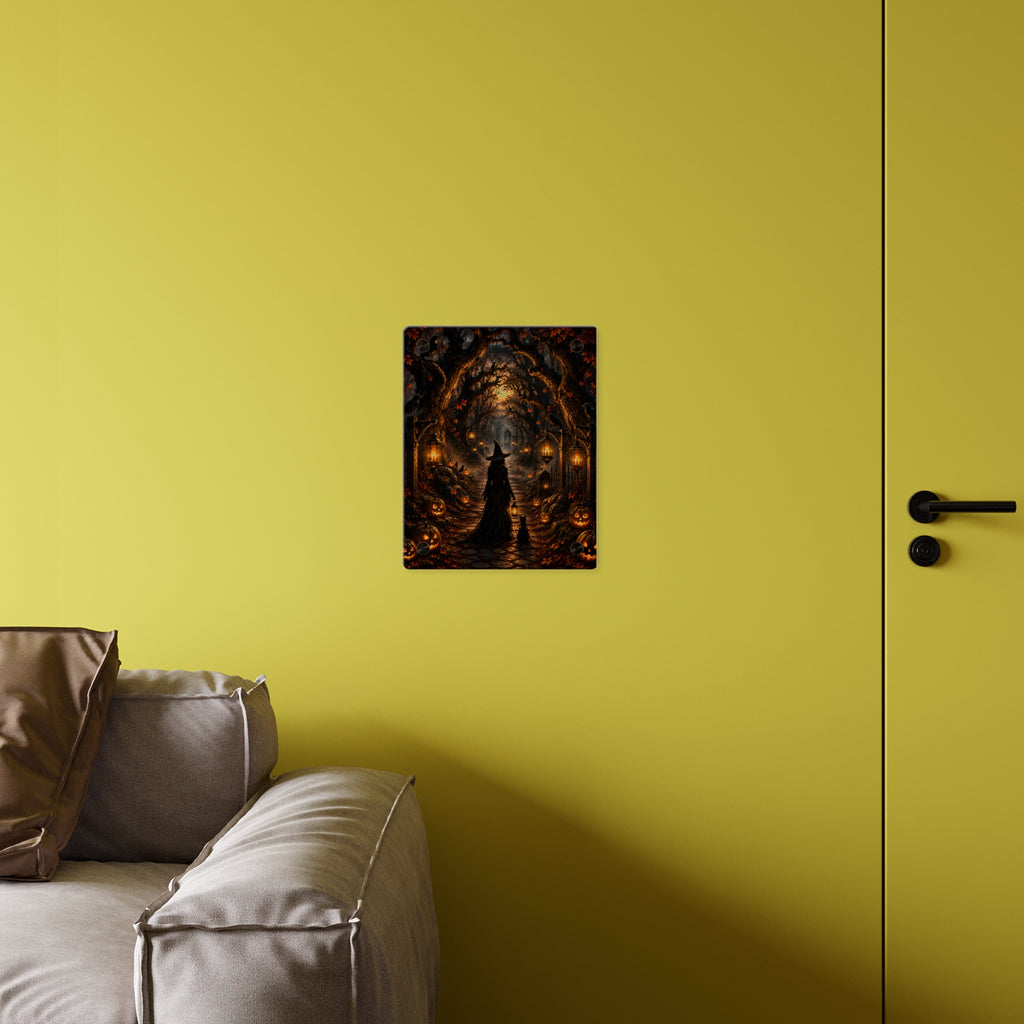 Halloween Witch Acrylic Wall Art Panel — Spooky Pumpkin Pathway Décor