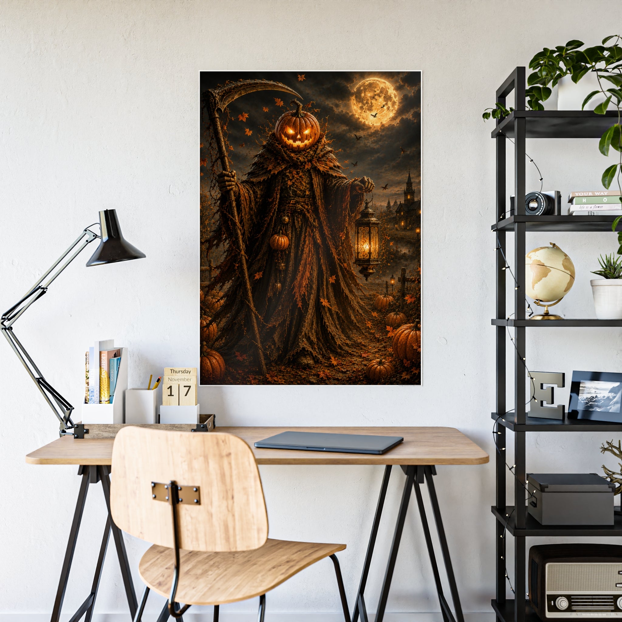 Pumpkin Reaper Gloss Poster — Spooky Halloween Wall Art