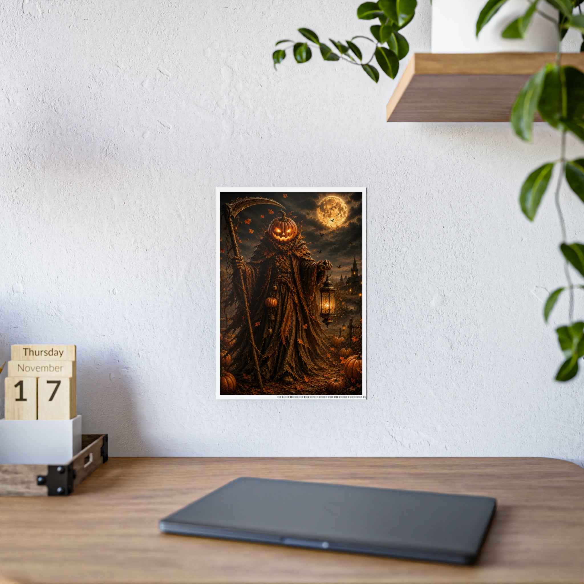 Pumpkin Reaper Gloss Poster — Spooky Halloween Wall Art