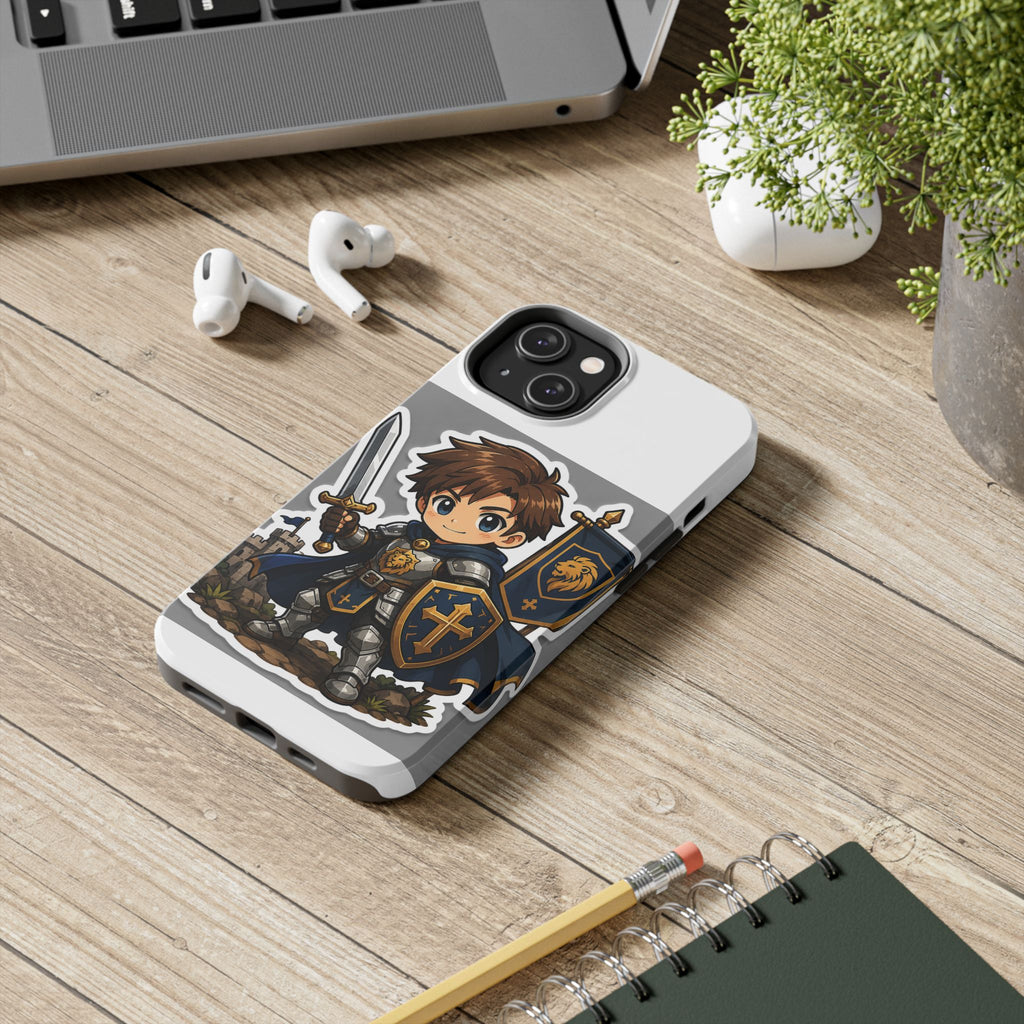 Chibi Knight Tough Phone Case – Cute Armor Sword Shield Design
