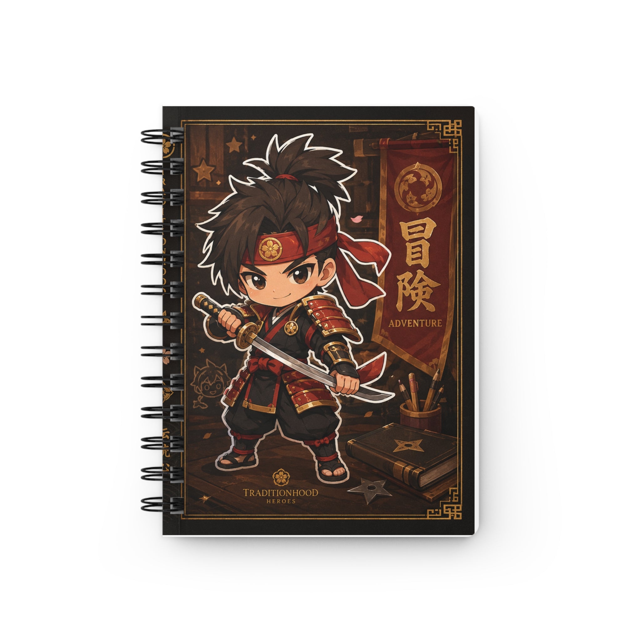 Chibi Samurai & Brave Blossom | Spiral Notebook