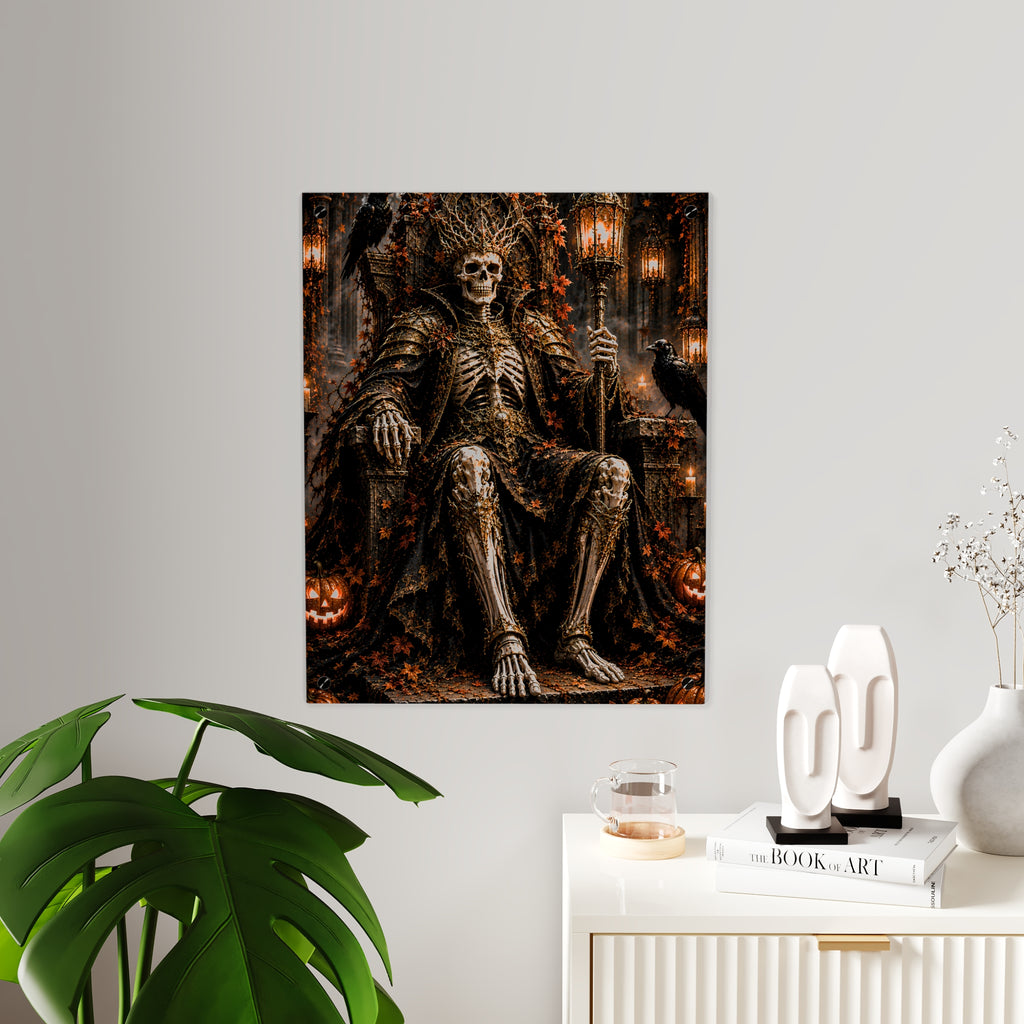 Skeleton King Acrylic Wall Art Panel — Gothic Halloween Home Decor