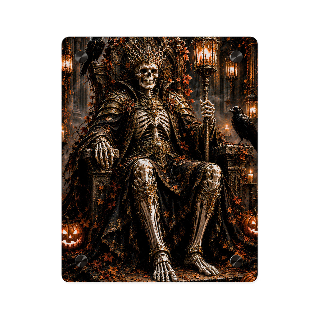 Skeleton King Acrylic Wall Art Panel — Gothic Halloween Home Decor