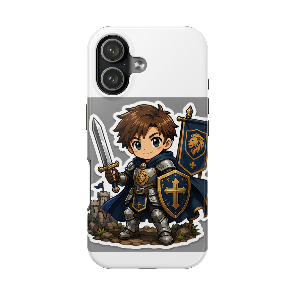 Chibi Knight Tough Phone Case – Cute Armor Sword Shield Design