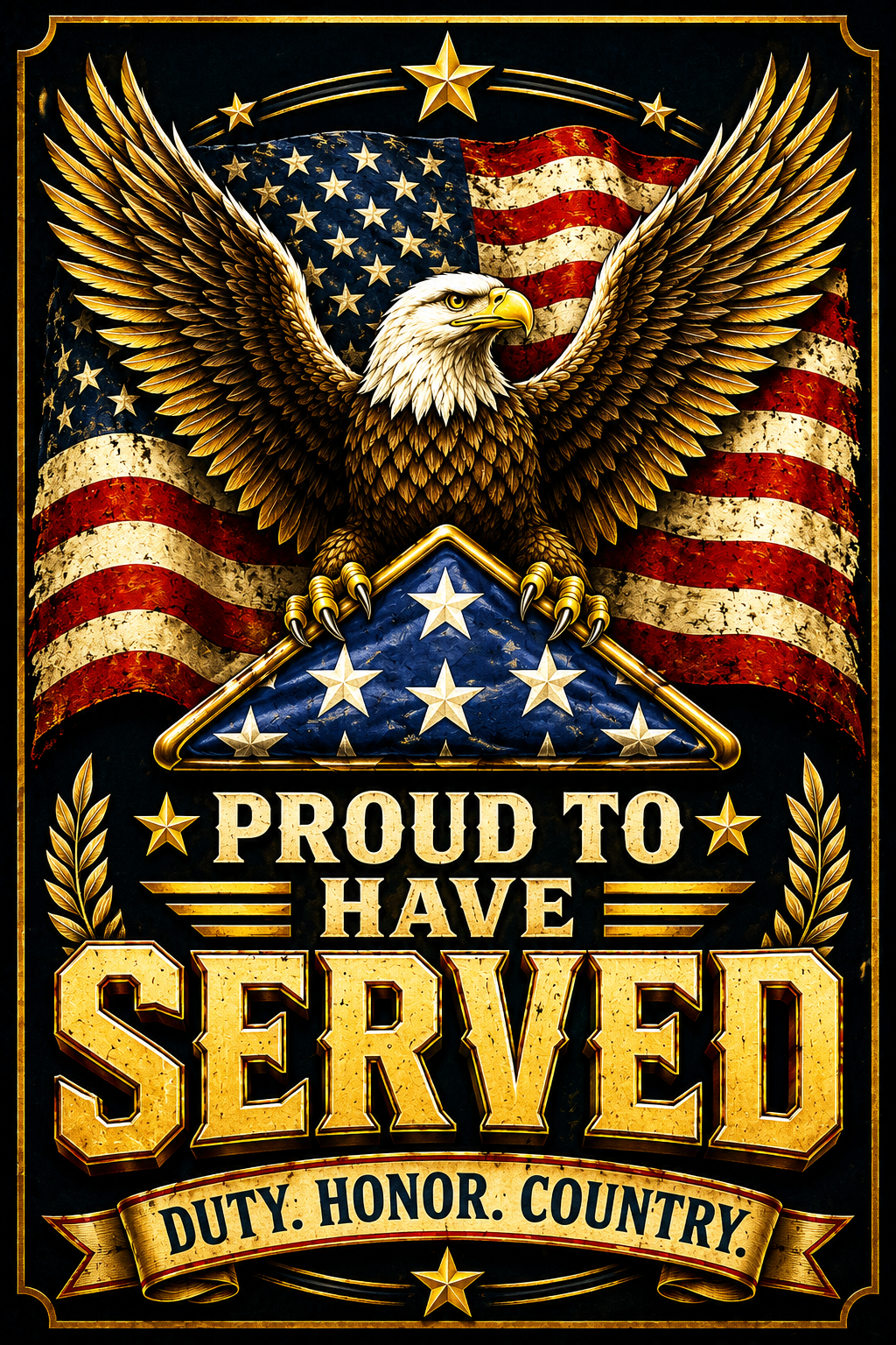 Proud to Have Served 60" × 36" Double-Sided Veteran Flag — Duty Honor Country