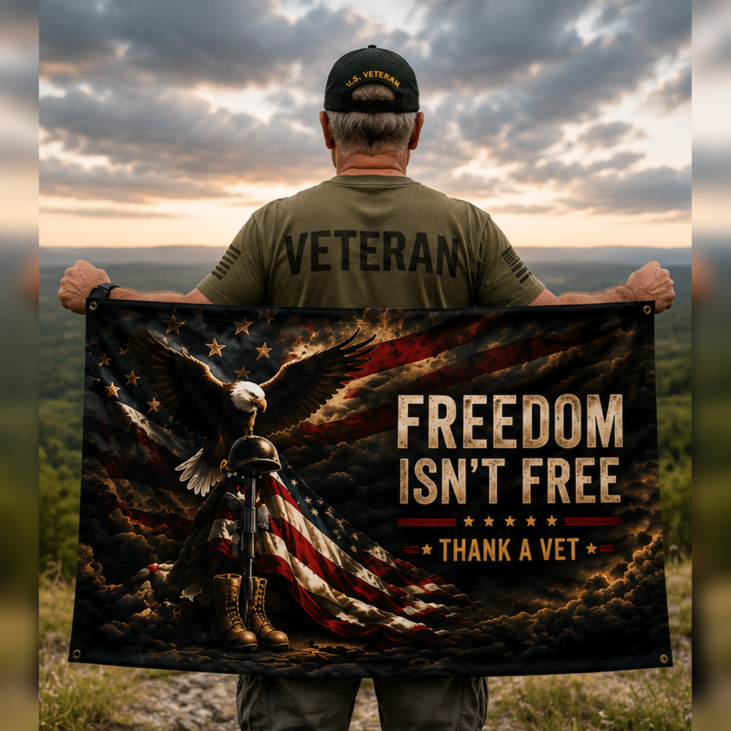 Freedom Isn’t Free Garden Flag | Patriotic Veteran Thank You Banner