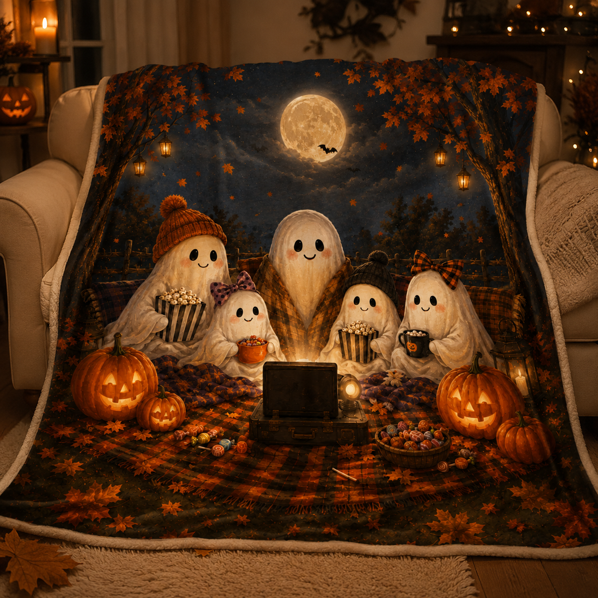 Boo Movie Night | Velveteen Plush Blanket