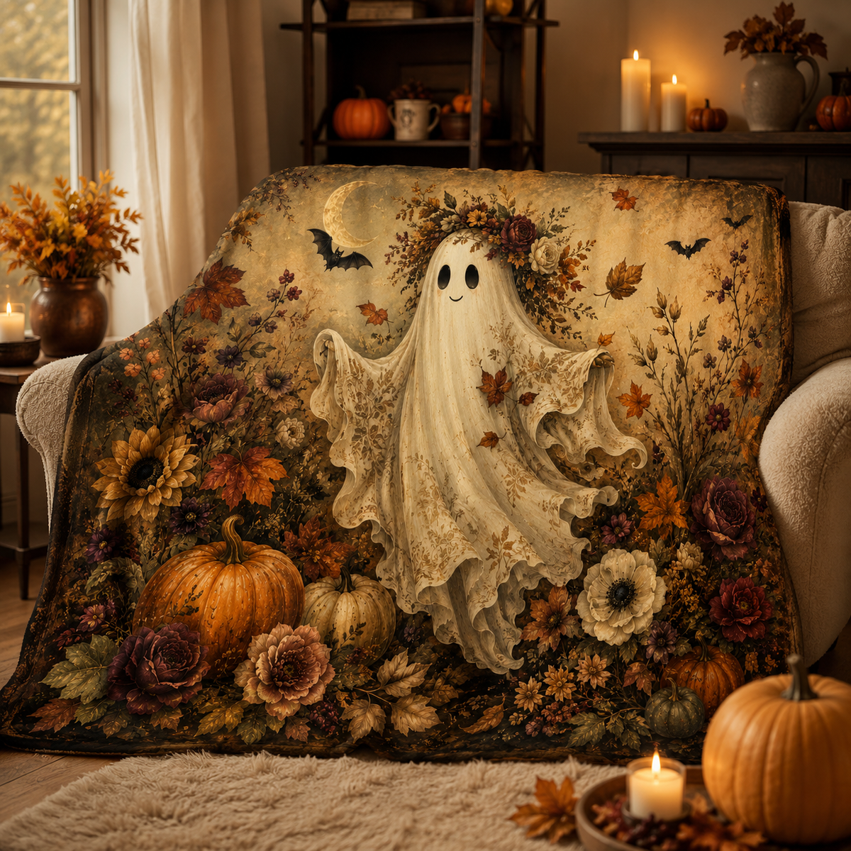 Floral Boo | Velveteen Blanket