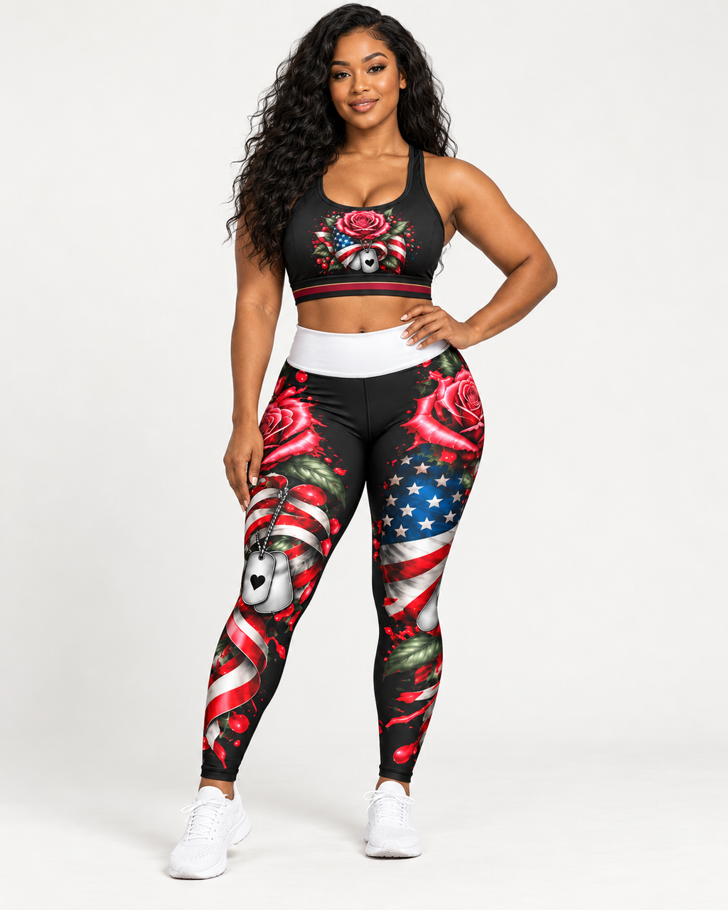 Patriotic Rose Sports Bra — "Beauty With a Purpose" (Faith • Strength • Service)