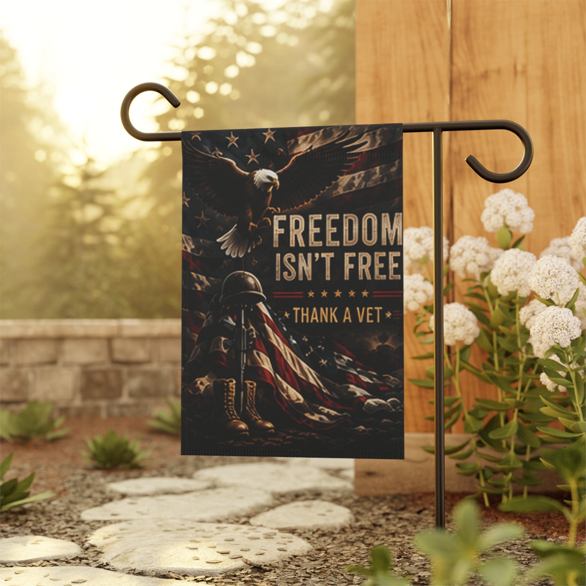 Freedom Isn’t Free Garden Flag | Patriotic Veteran Thank You Banner