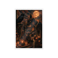 Halloween Gothic Castle Poster — Raven, Full Moon & Pumpkin Night Wall Art