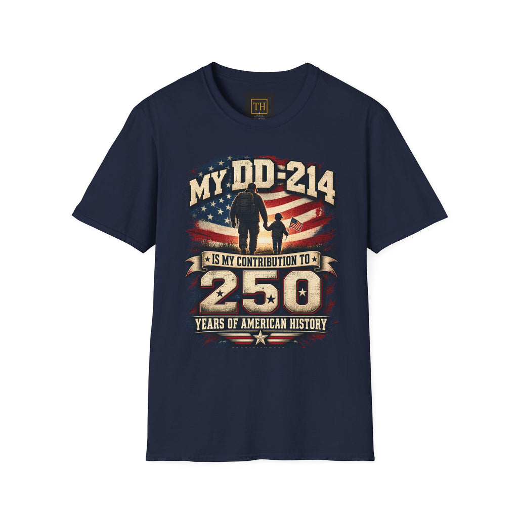 Veteran DD-214 Tribute T-Shirt — "My DD-214 Is My Contribution To 250 Years of American History"
