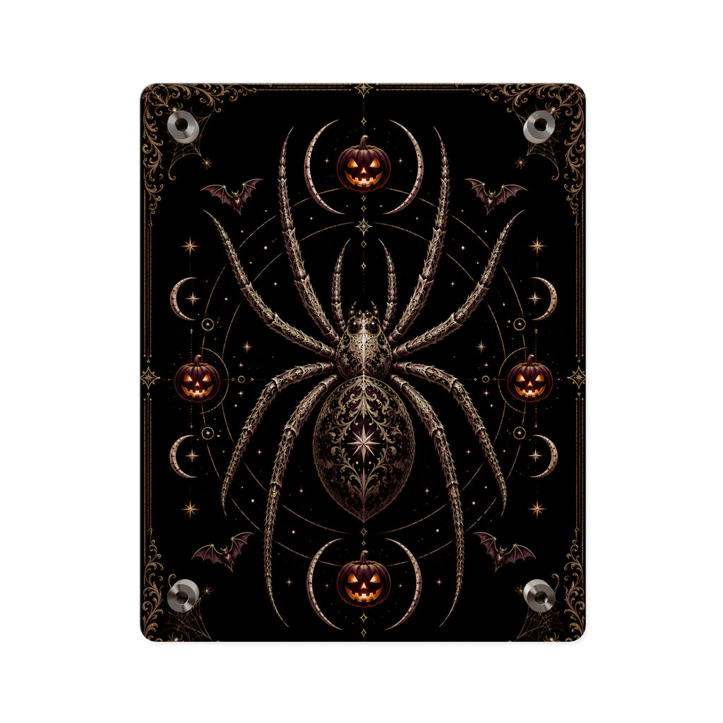 Halloween Spider Acrylic Wall Art Panel — Gothic Pumpkin & Bat Decor