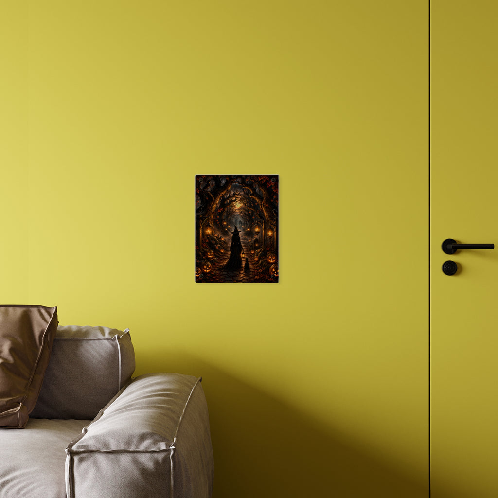 Halloween Witch Acrylic Wall Art Panel — Spooky Pumpkin Pathway Décor
