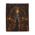 Halloween Witch Path Plush Blanket — Spooky Jack-O'-Lantern Velveteen Throw