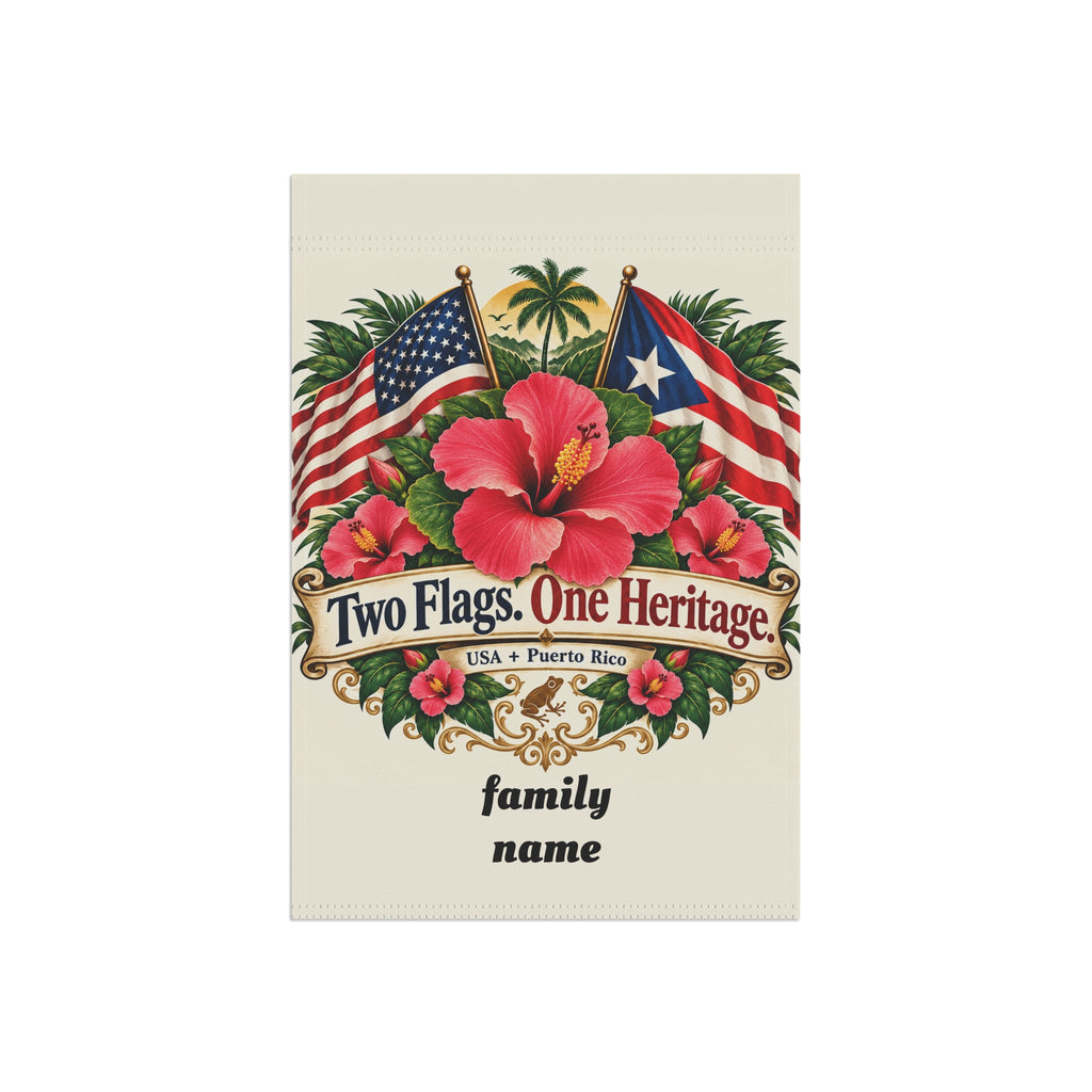 Two Flags One Heritage USA Puerto Rico Garden Banner
