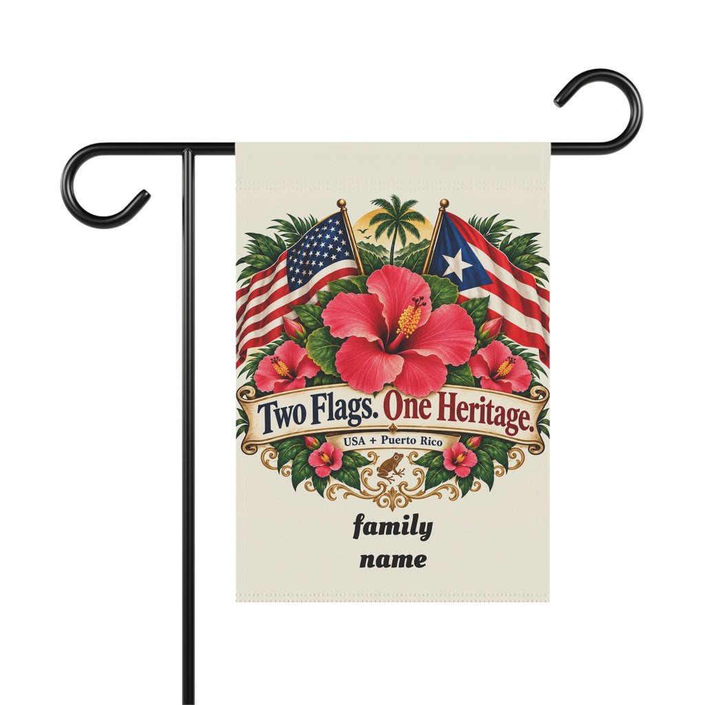 Two Flags One Heritage USA Puerto Rico Garden Banner