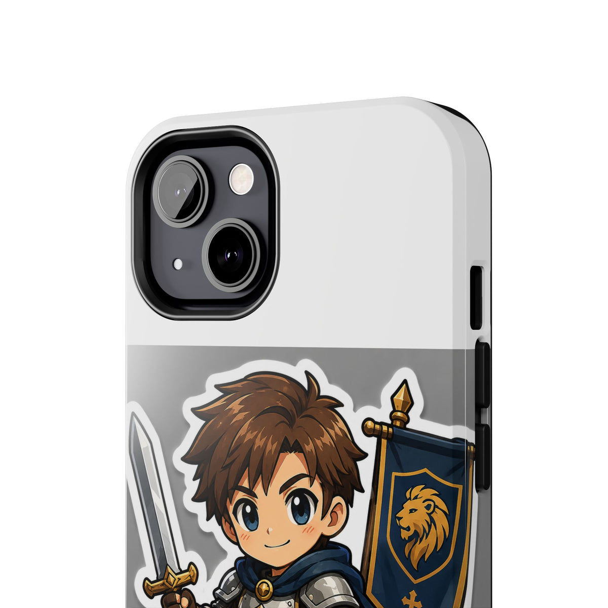 Chibi Knight Tough Phone Case – Cute Armor Sword Shield Design