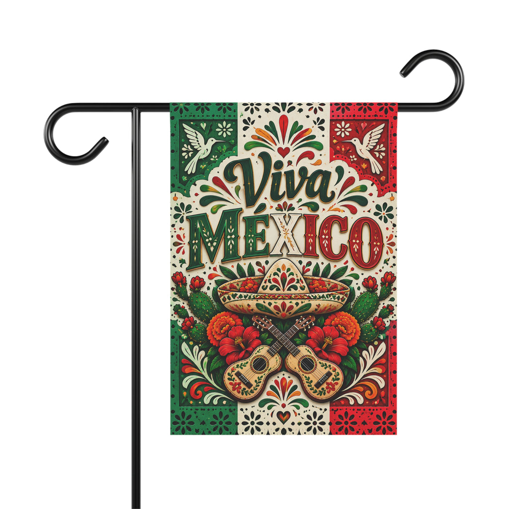 Viva Mexico Garden Flag – Mexican Fiesta Decorative House Banner
