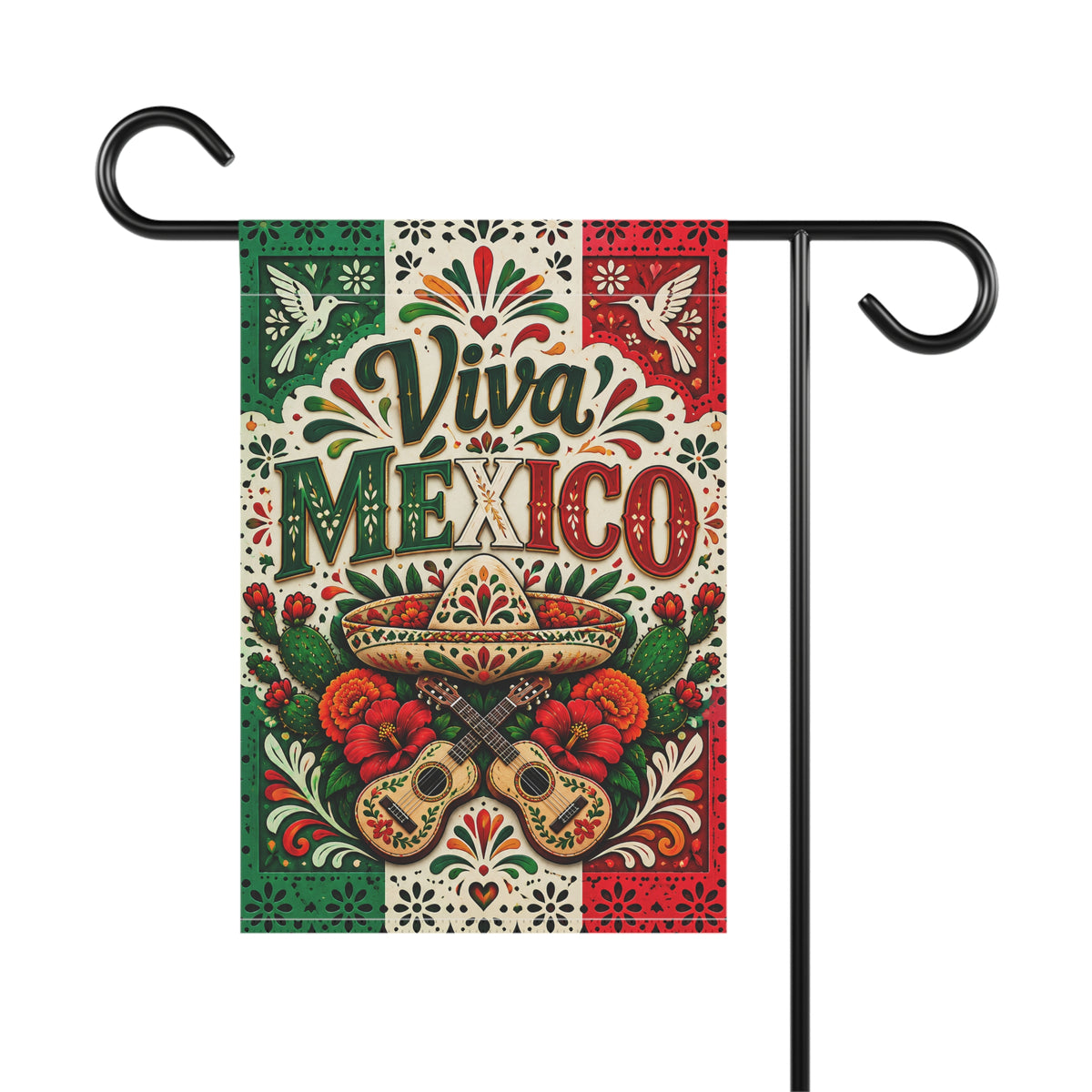 Viva Mexico Garden Flag – Mexican Fiesta Decorative House Banner