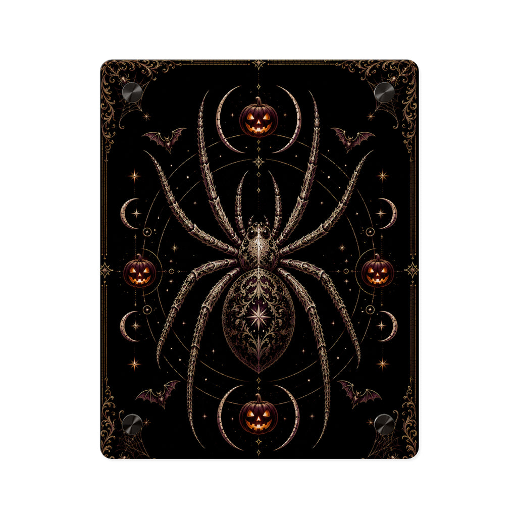 Halloween Spider Acrylic Wall Art Panel — Gothic Pumpkin & Bat Decor