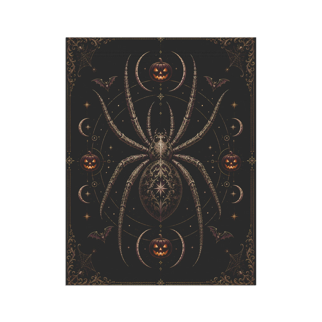 Gothic Spider Halloween Garden Flag – Jack-O'-Lantern & Bat House Banner
