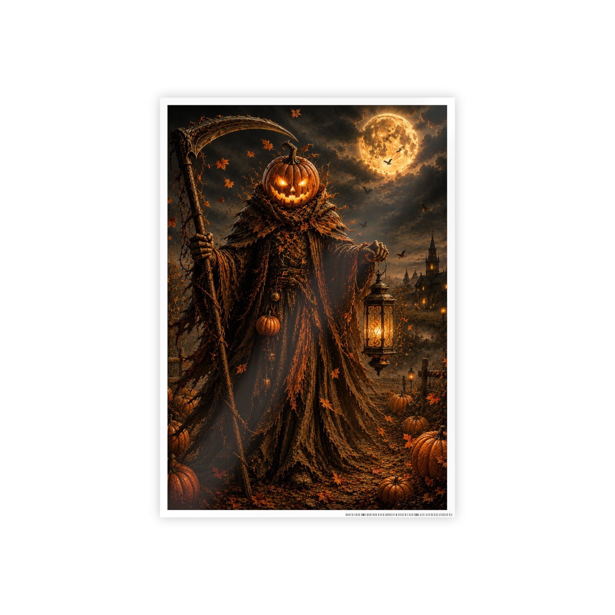 Pumpkin Reaper Gloss Poster — Spooky Halloween Wall Art