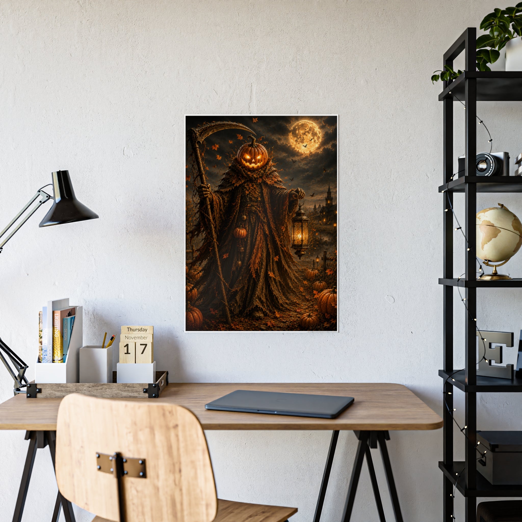 Pumpkin Reaper Gloss Poster — Spooky Halloween Wall Art