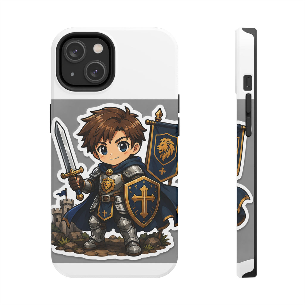 Chibi Knight Tough Phone Case – Cute Armor Sword Shield Design