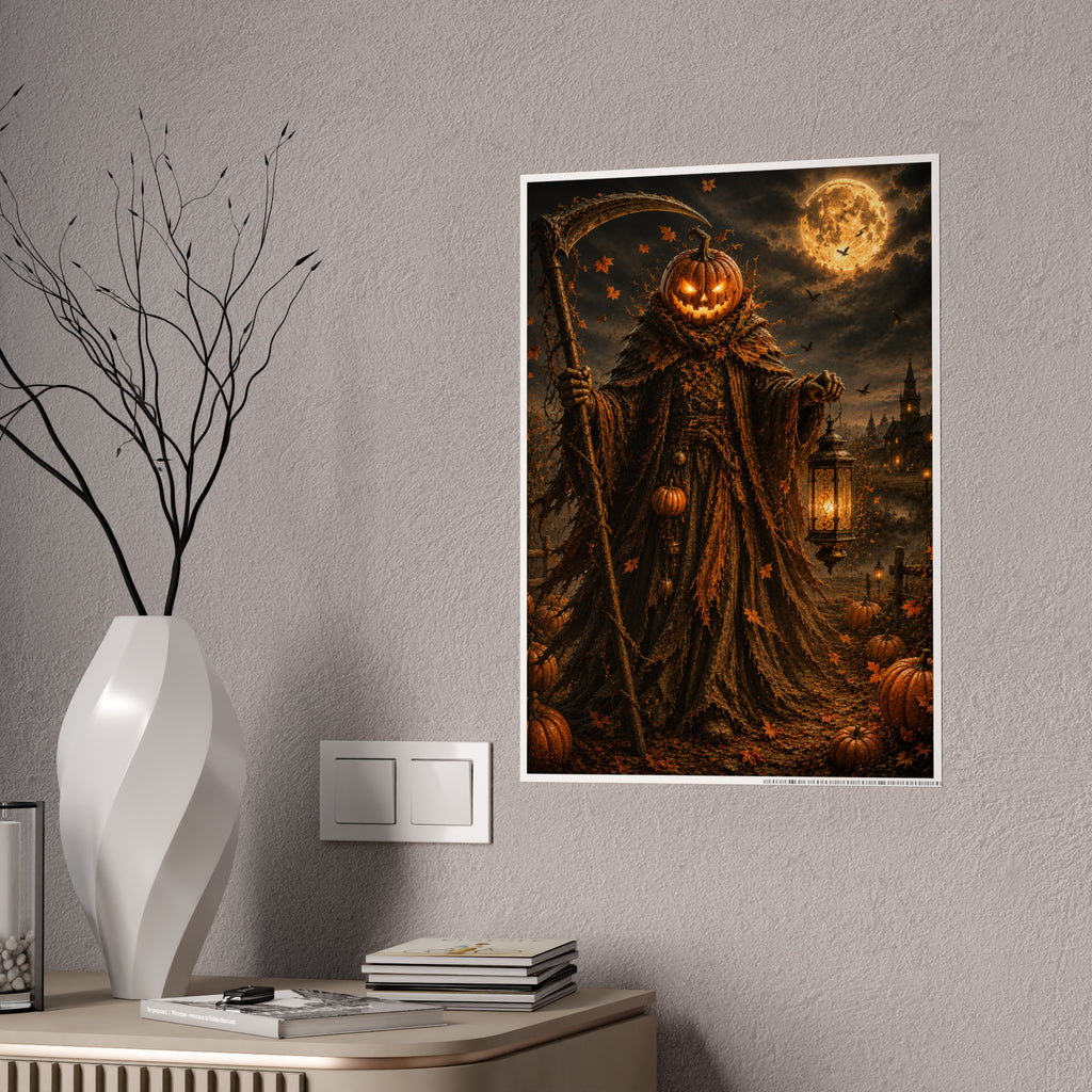 Pumpkin Reaper Gloss Poster — Spooky Halloween Wall Art