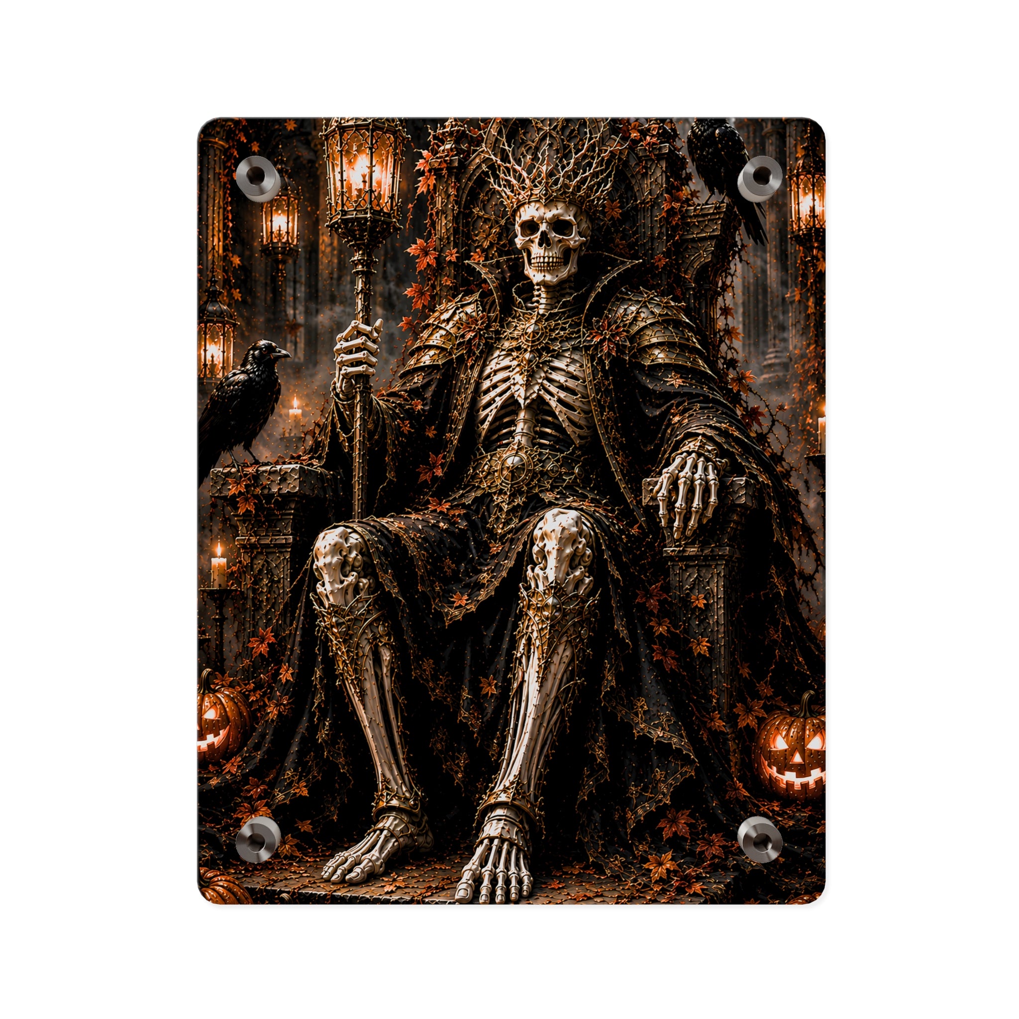 Skeleton King Acrylic Wall Art Panel — Gothic Halloween Home Decor