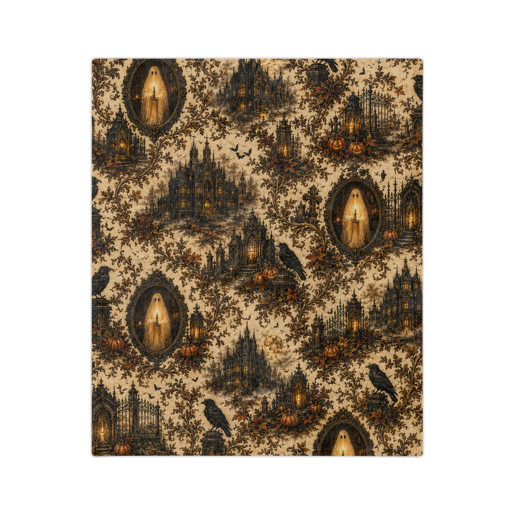 Vintage Gothic Toile | Velveteen Microfiber Blanket