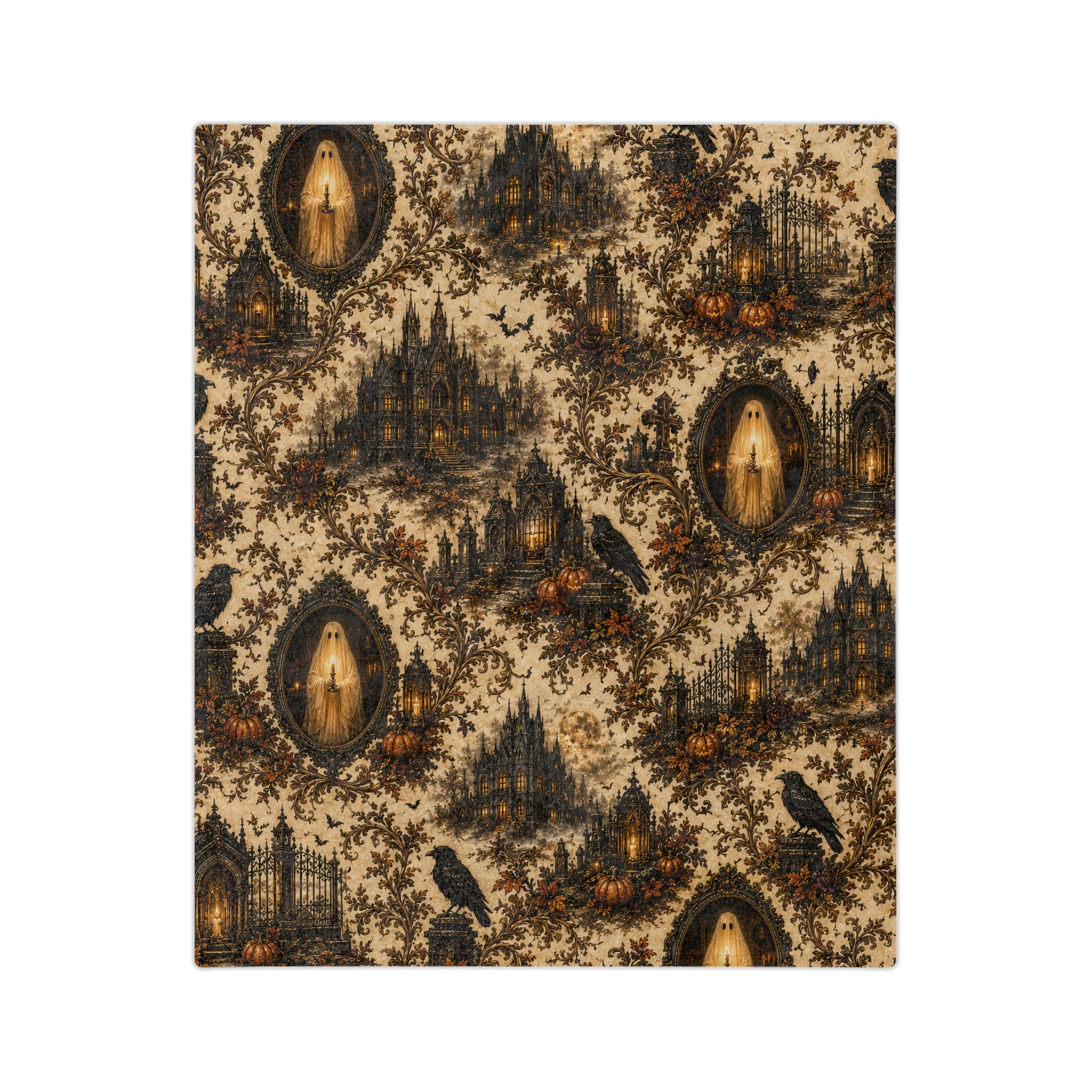 Vintage Gothic Toile | Velveteen Microfiber Blanket