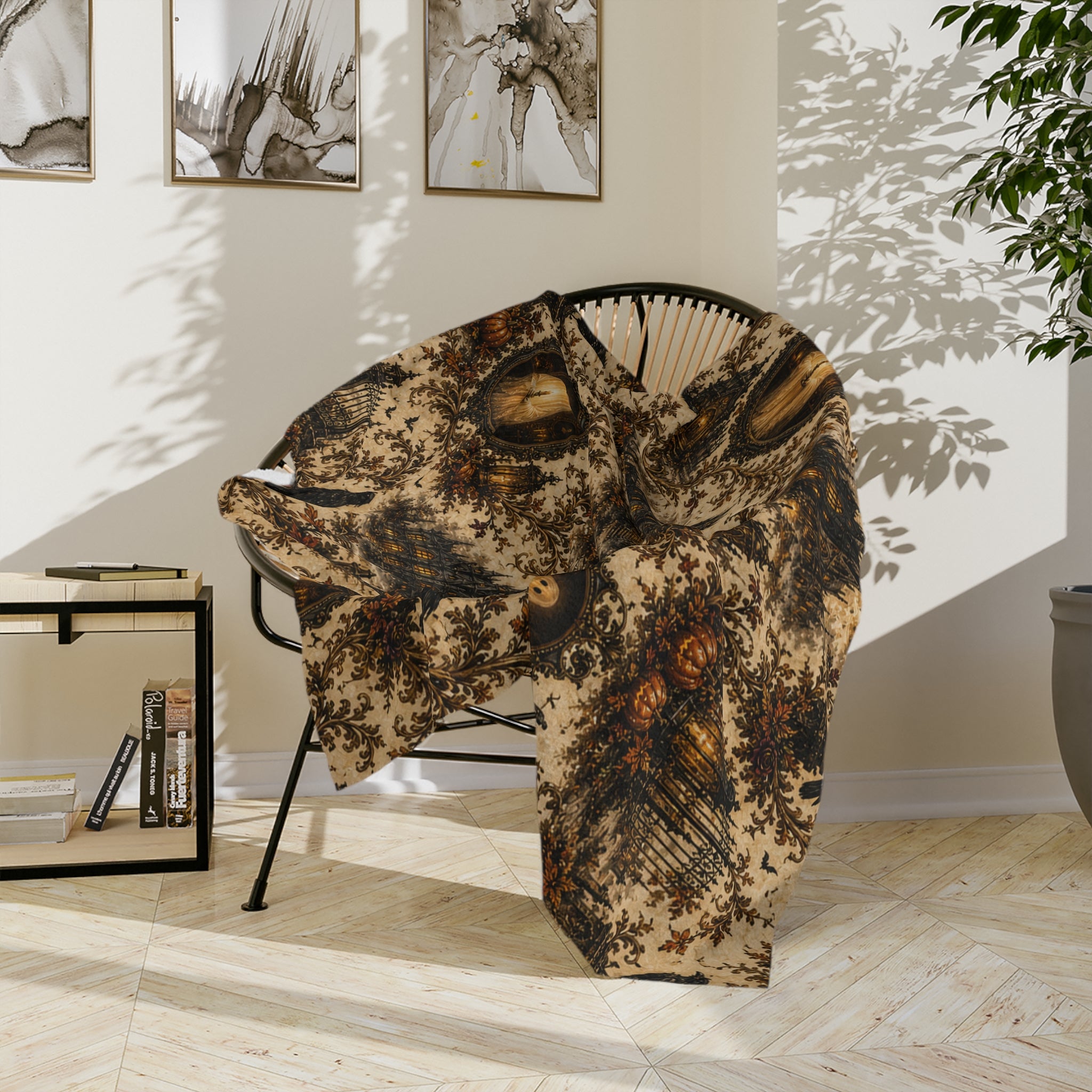 Vintage Gothic Toile | Velveteen Microfiber Blanket